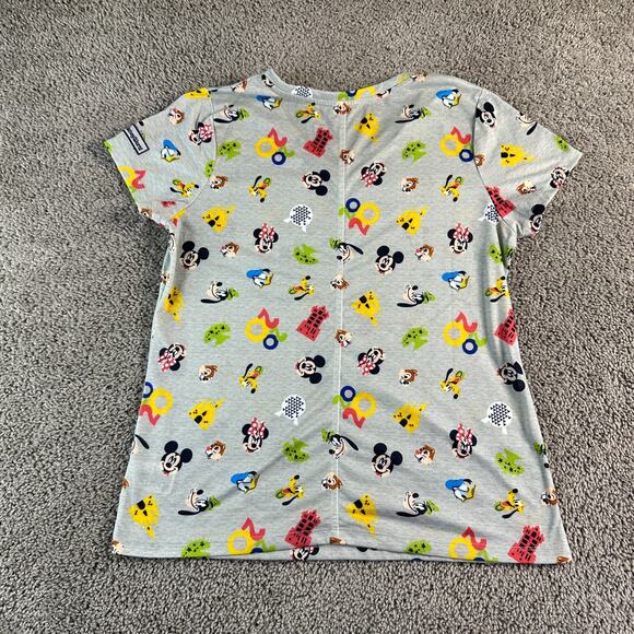 Disney Shirt Womens Extra Large Gray AOP 2020 Magic Kingdom Cast V Neck Ladies - Picture 8 of 12
